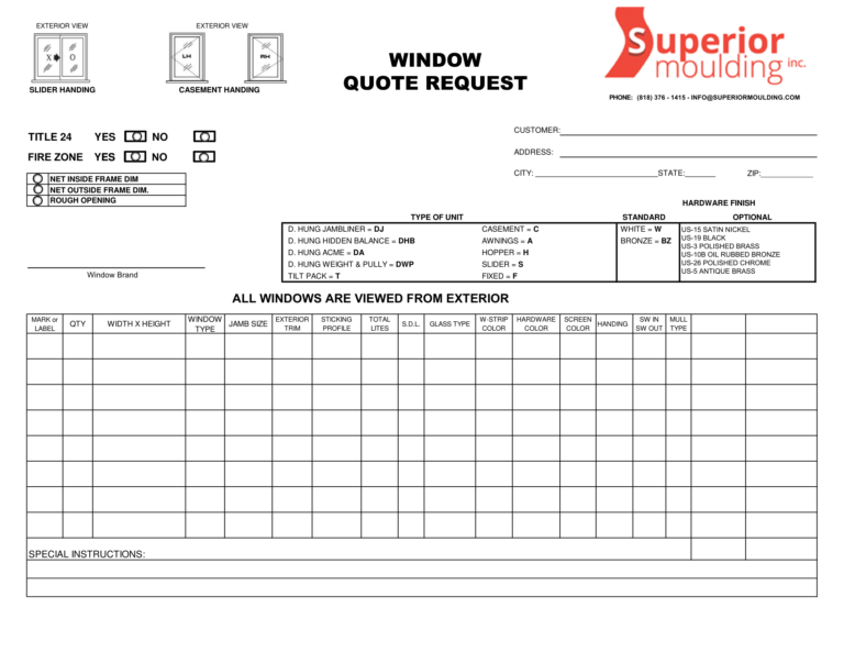 Request A Quote Superior Moulding Inc.
